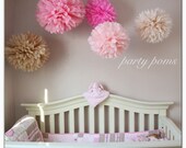 Lovely .. tissue paper pom poms.. set of 5 .. nursery decor / party decoration
