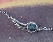 Comet Necklace in Sterling Silver and Labradorite - Smaller Size - Original Design by Ethora