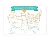 DIY Traveler's USA Map fine art print, 13 x 19