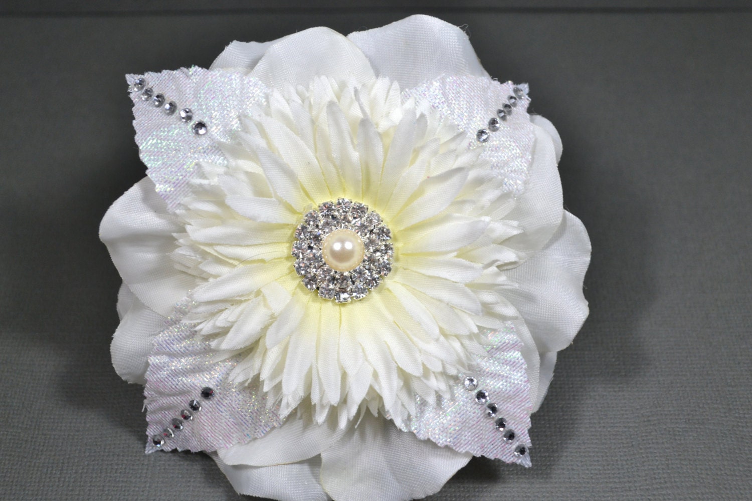 Unique Flower Bridal Fascinator, Hair clip, Bridal, Prom, Rhinestone and Pearl-Sale