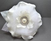 Elegant Tulle and Silk  Flower Hair Fascinator, Rhinestone