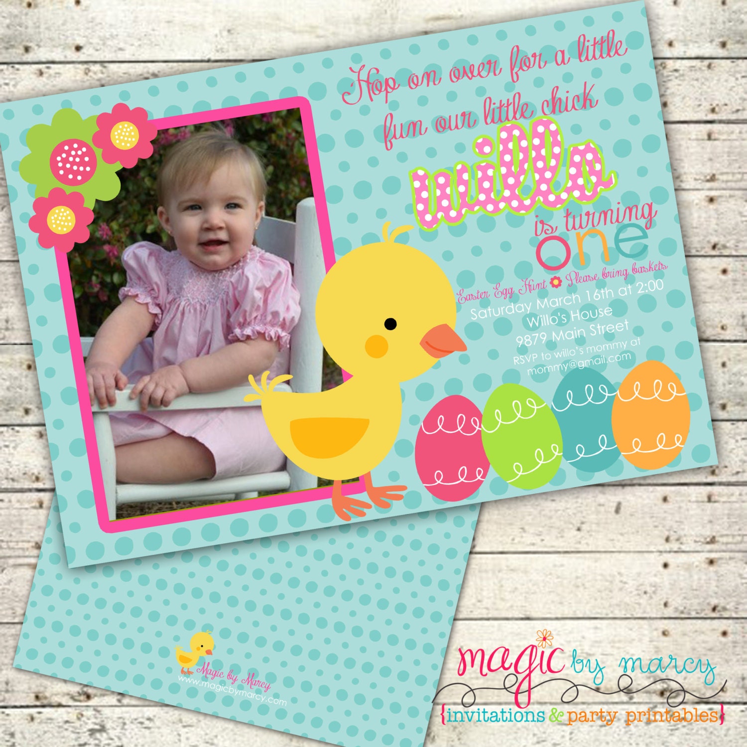 Digital Printable Doublesided Easter Birthday Invitations Il_570xn