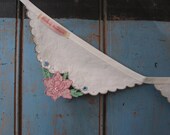 Vintage Linen Bunting.  This piece has some lovely details on off white vintage napkins.