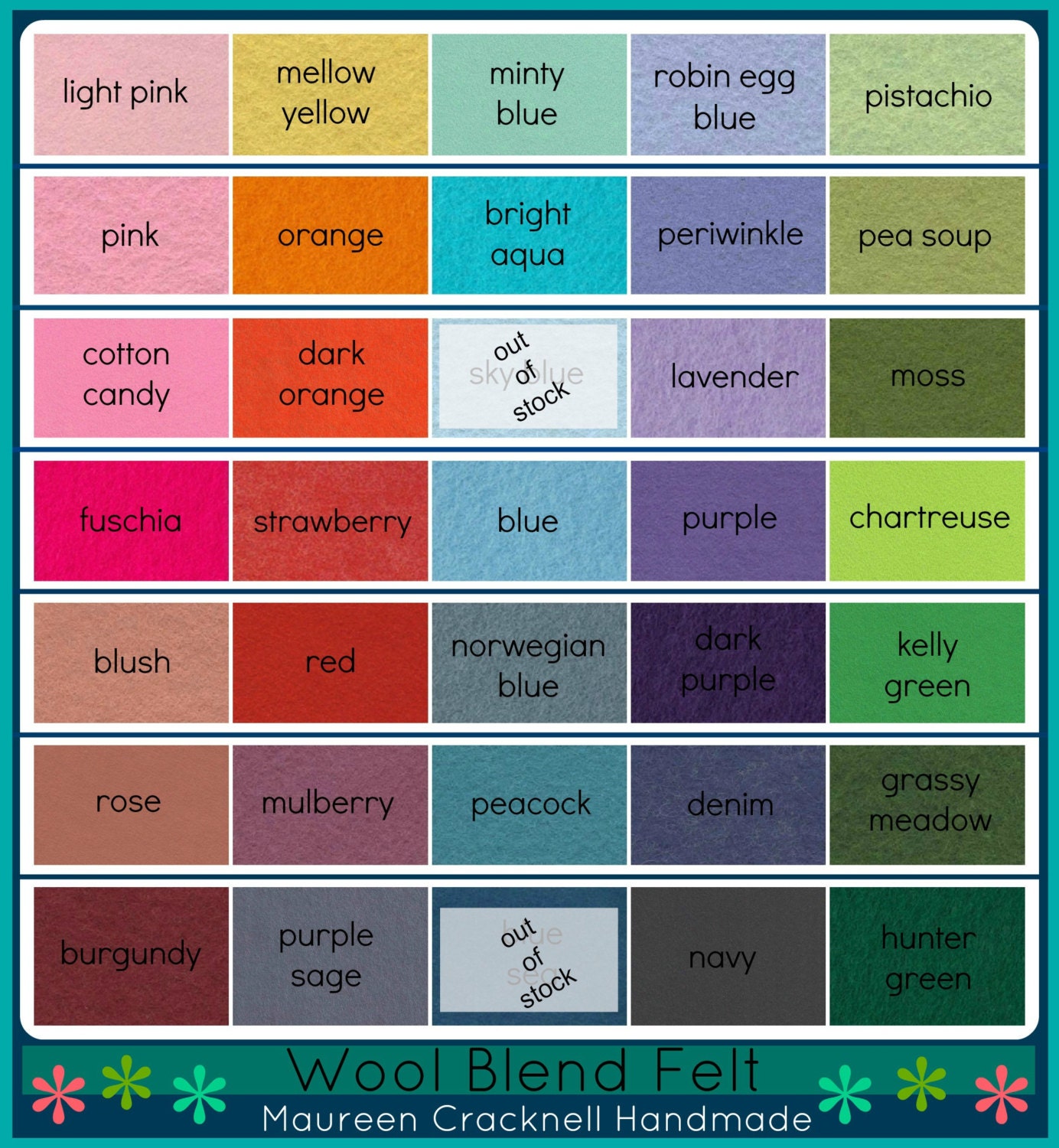 Wool Blend Felt -- Choose EIGHT 12 x18