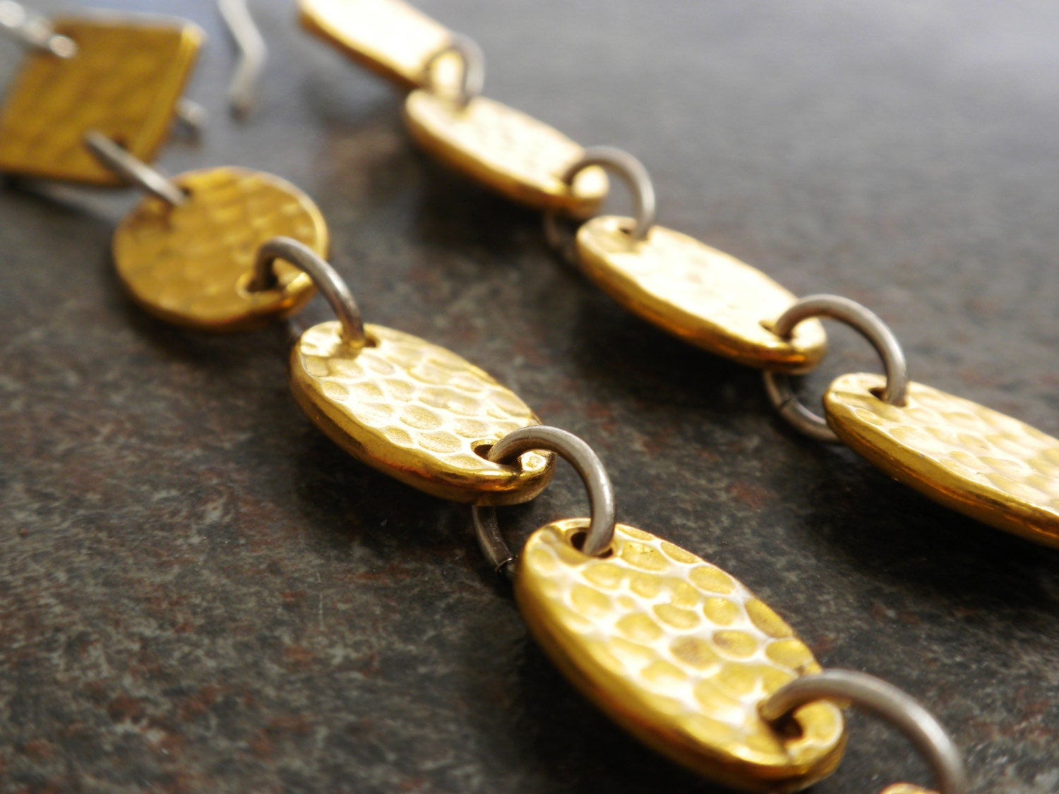 Two Tone Earrings Gold and Silver Dangles