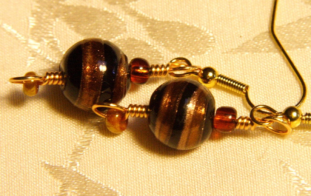 Copper Glass Earrings