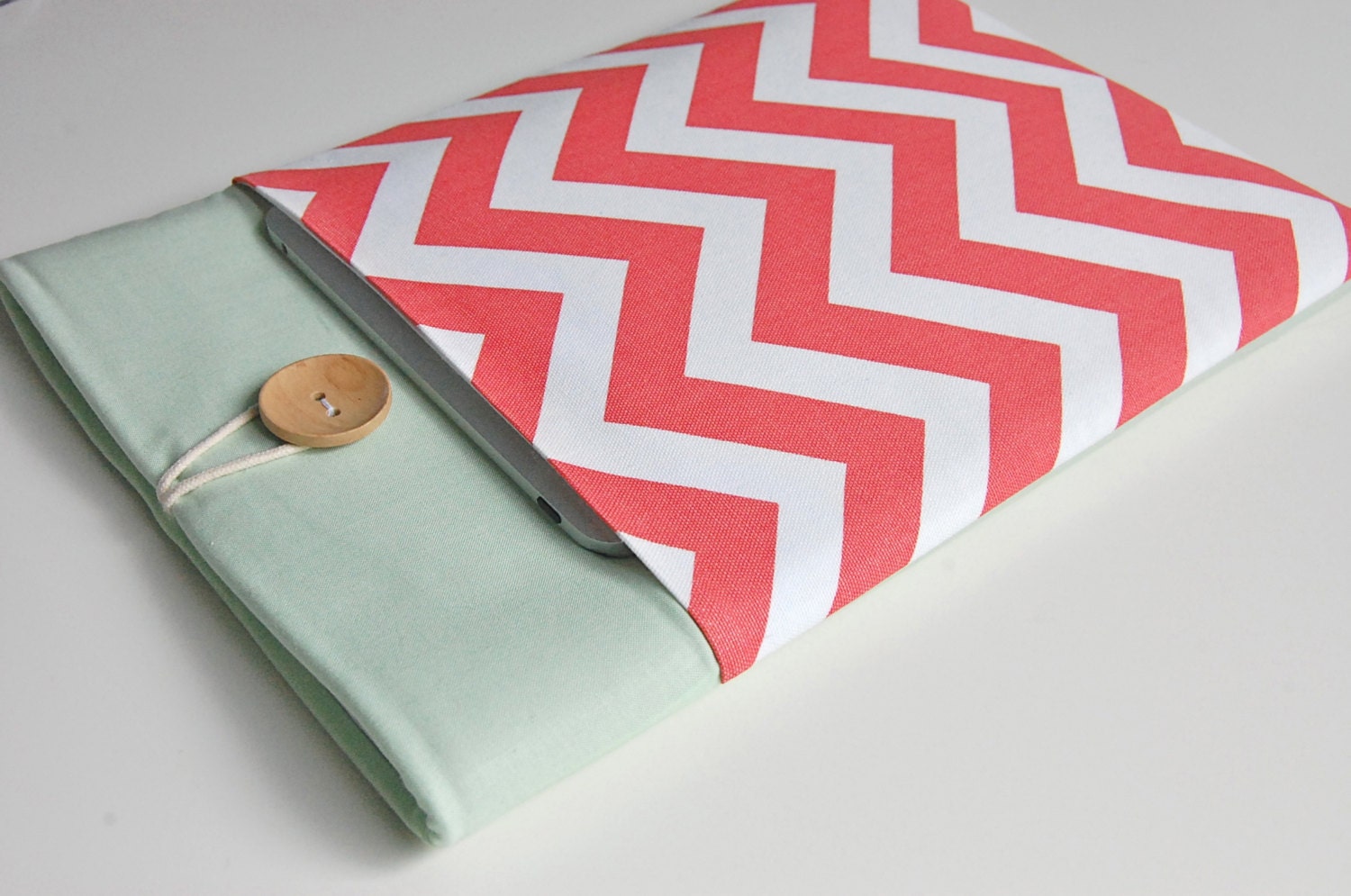 13" MacBook Air Case, Laptop Sleeve for 13" Ultrabooks Custom Size - Coral Chevron
