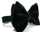 Oversized Bow Tie - Black Cotton Velvet, Mens Large Bow Tie