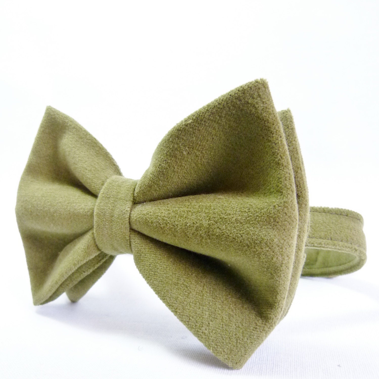 Oversized Bow Tie - Olive Green Faux Moleskin, Mens Large Bow Tie - moaningminnie
