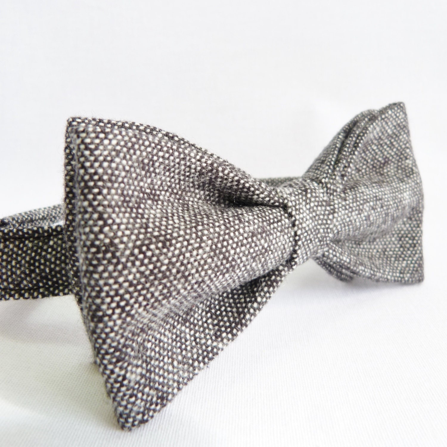 Mens Bow Tie - Black/Grey Tweed