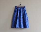 80s vintage bright blue skirt - full midi skirt - prettytalitha
