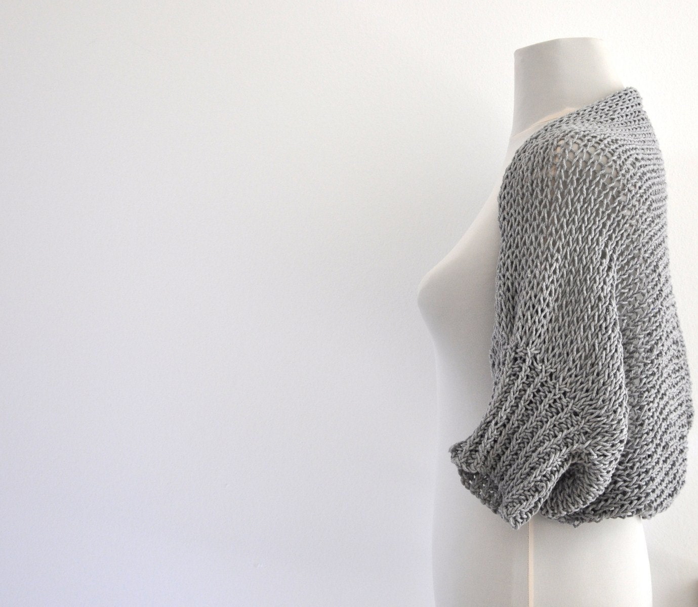 Knit Bolero Shrug Cotton Bridal Shrug Gray Grey Spring Summer