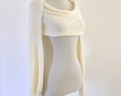 Womens Sweater Cardigan Wrap Sweater Bridal Shrug Bolero Wedding Jacket Long Sleeved Ivory Cream Bridal Accessories