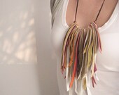 Fringe leather necklace, bohemian jewelry, hippie necklace, statement jewelry, bright colors