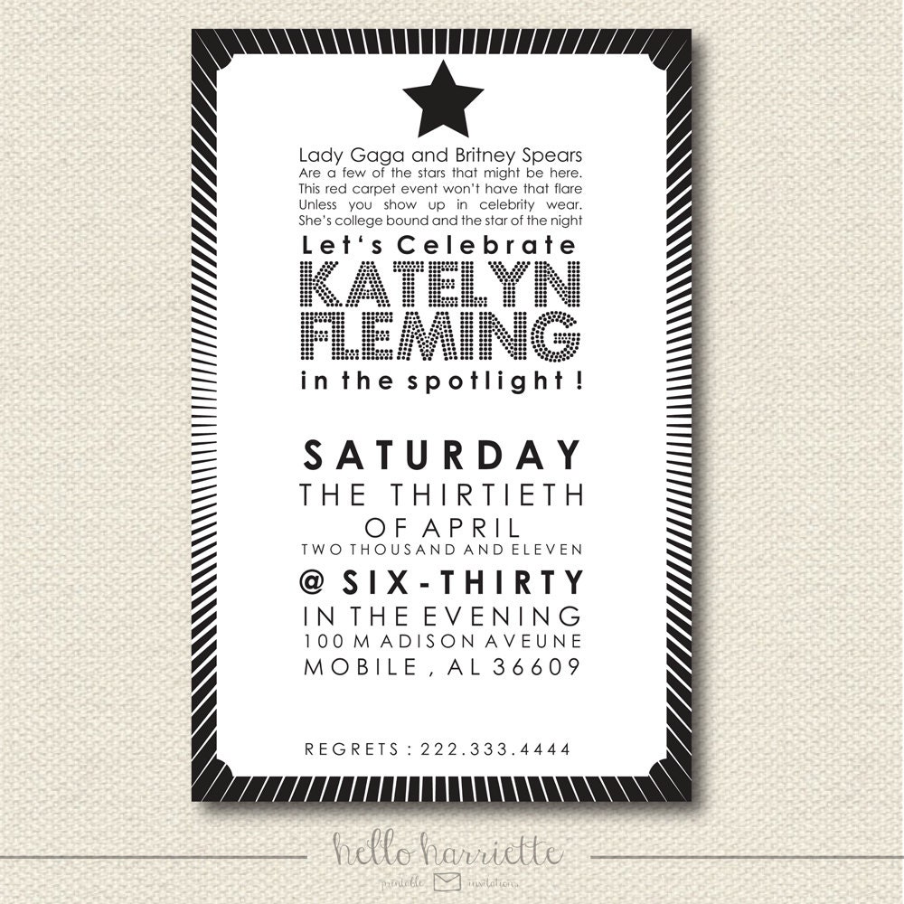 PRINTABLE Celebrity Party Invite