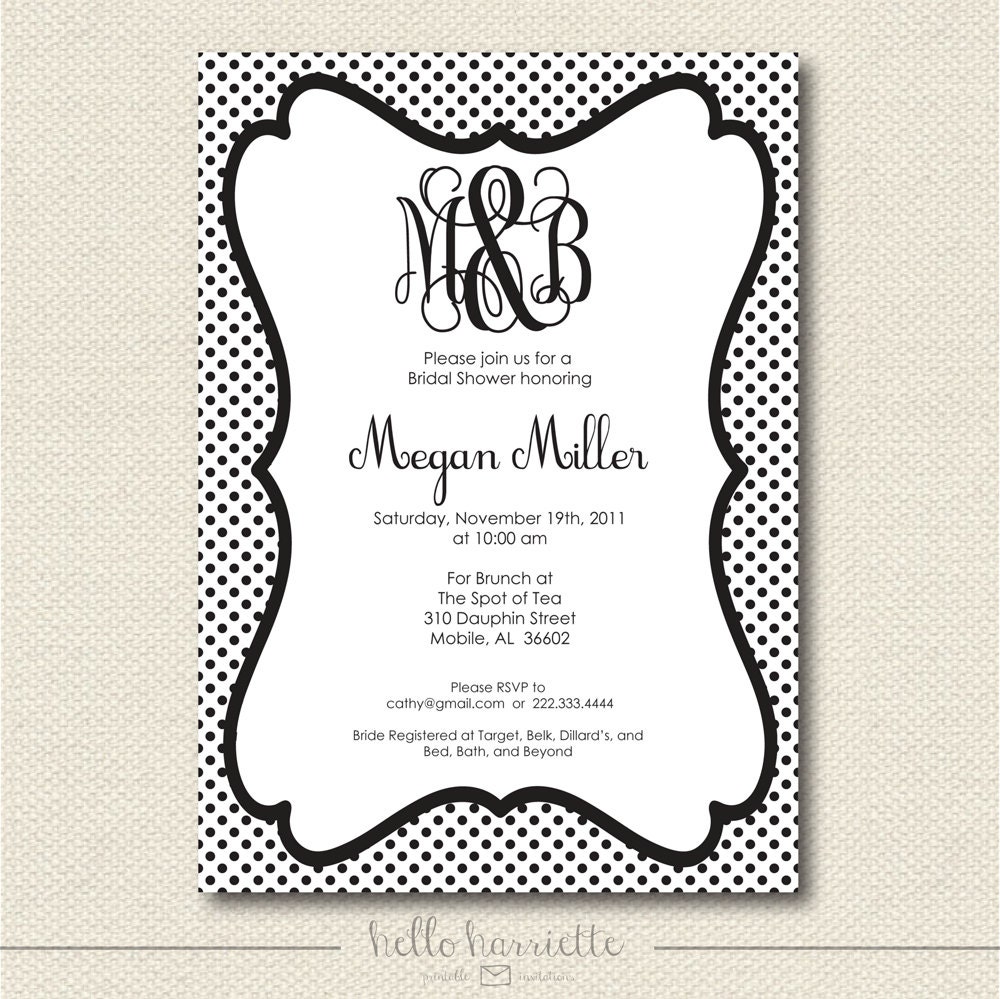 PRINTABLE Monogram Bridal Shower Invite