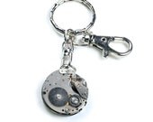 Steampunk Vintage Watch Silver Key Chain with Lobster Claw Clasp