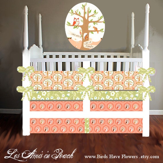 Les Amis My Friends baby bedding includes bumper set , fitted sheet and crib skirt