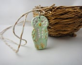 Owl necklace - mint green - polymer clay - woodland - gift - unique animal jewelry - hand sculpted