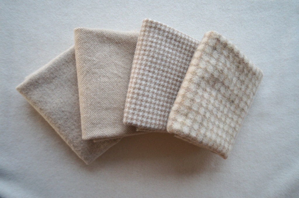 15" x 13" Felted Woolen Fabrics in a Wonderful Collection of Neutral Tones