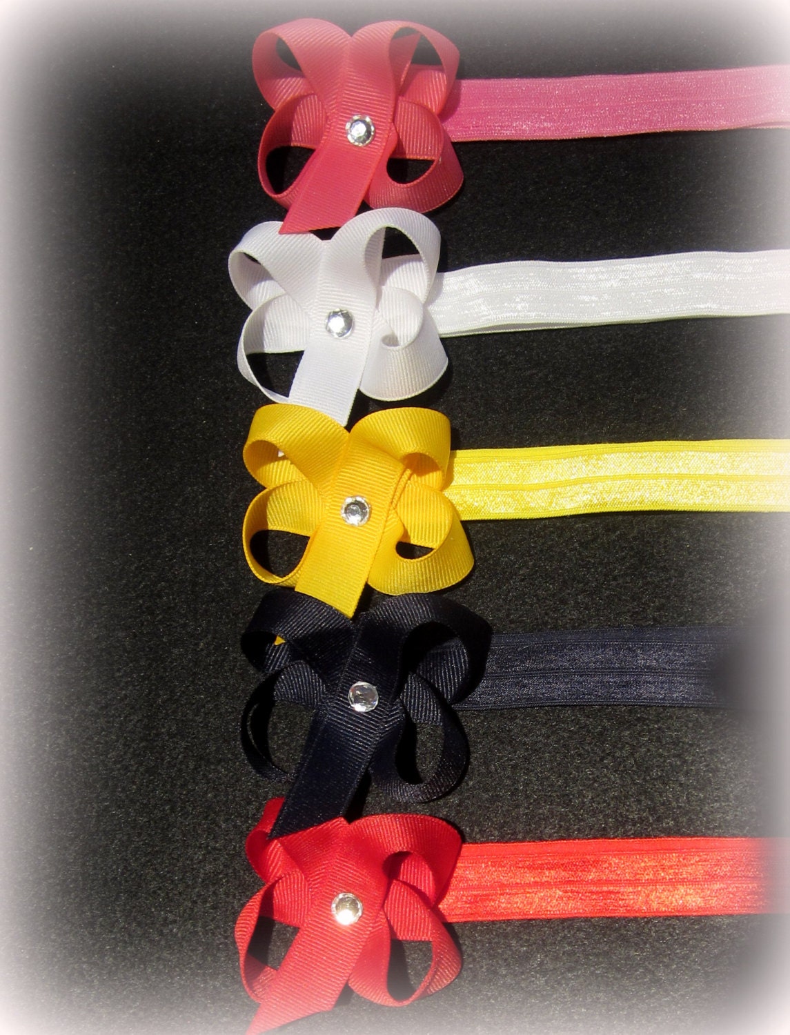 Lot Set of 6 Itty Bitty Dainty 2 inch Headband Hair Bows Petite Small Hairbow Band for Newborn Baby to Little Girl - You Pick COLORS Gem