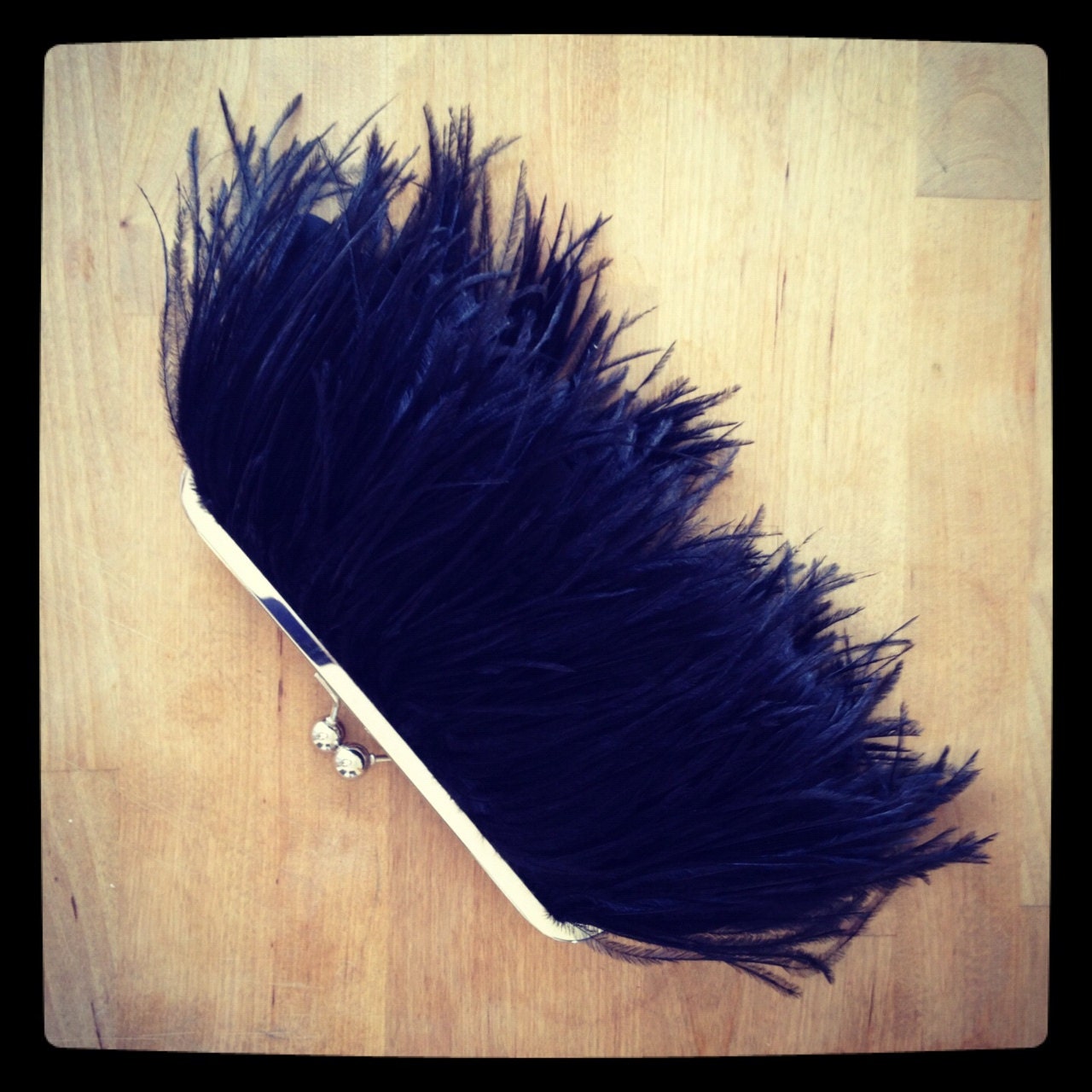 Ostrich Feather Clutch - Black