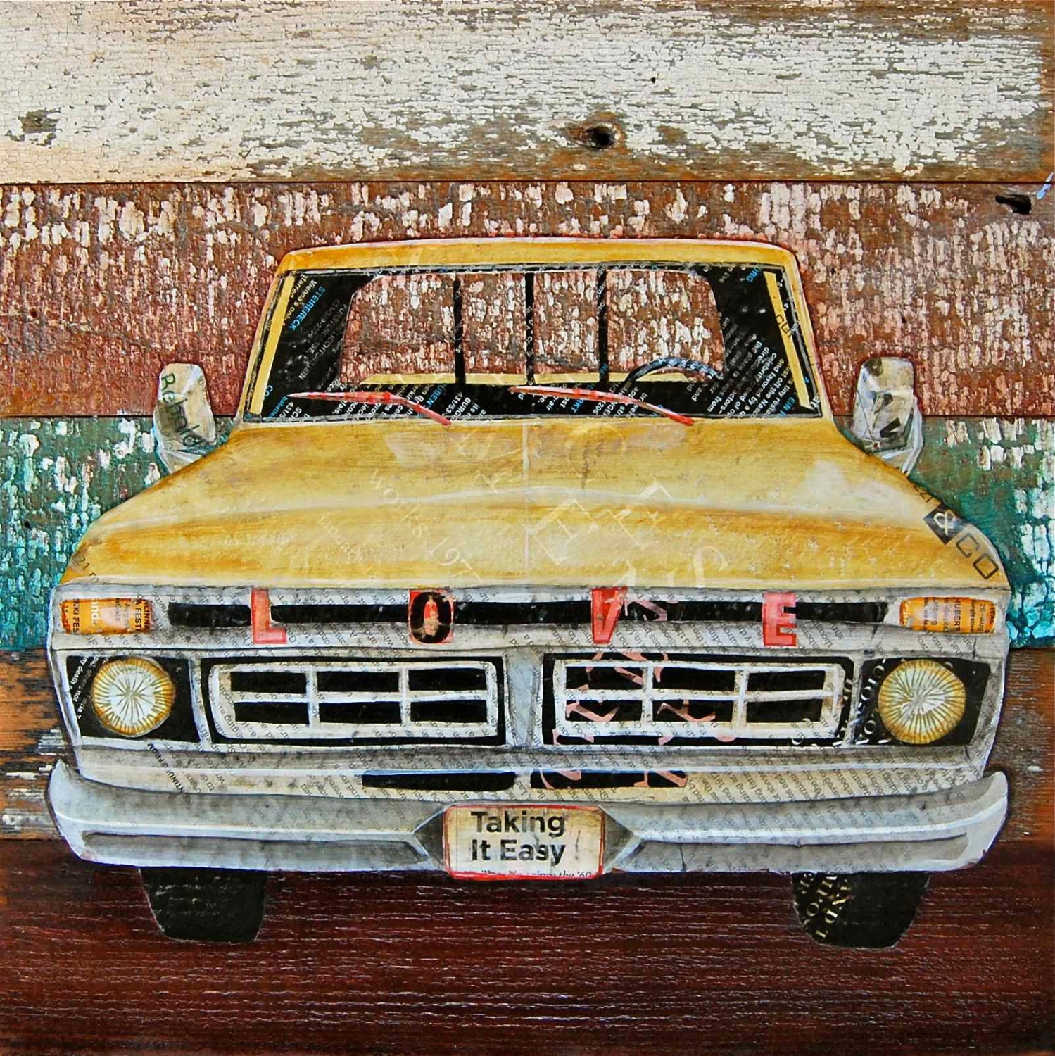 Retro antique truck- "Tough Love"- fine art print 16x20