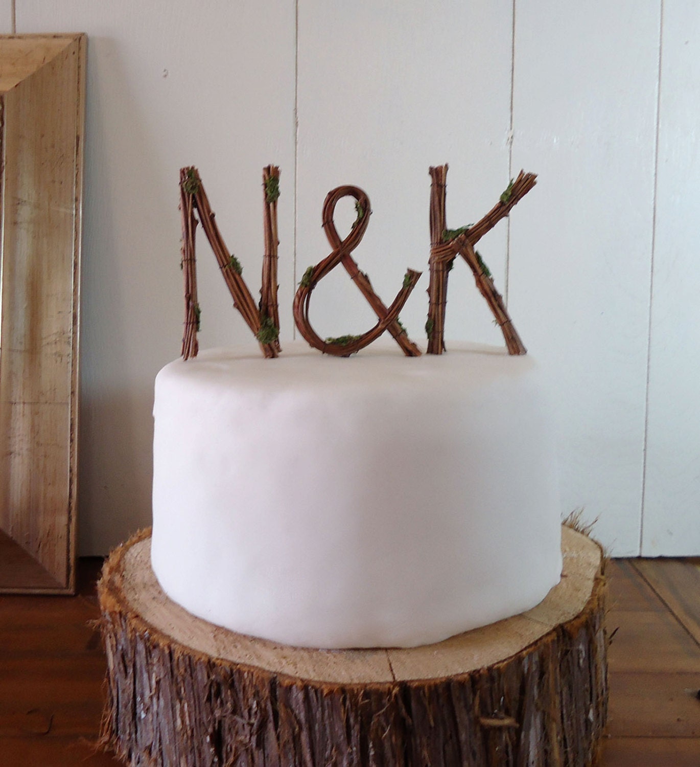 Rustic Wedding Cake Topper - Any Two Vine Letters with Ampersand