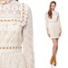 Crochet LACE Dress 60s Mini White BIB Babydoll Party Mod Bohemian Wedding 1960s Boho Hippie Vintage Long Sheer Sleeve Extra Small XS