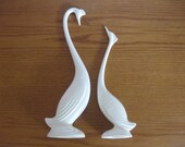 PAIR of large white CERAMIC BIRDS