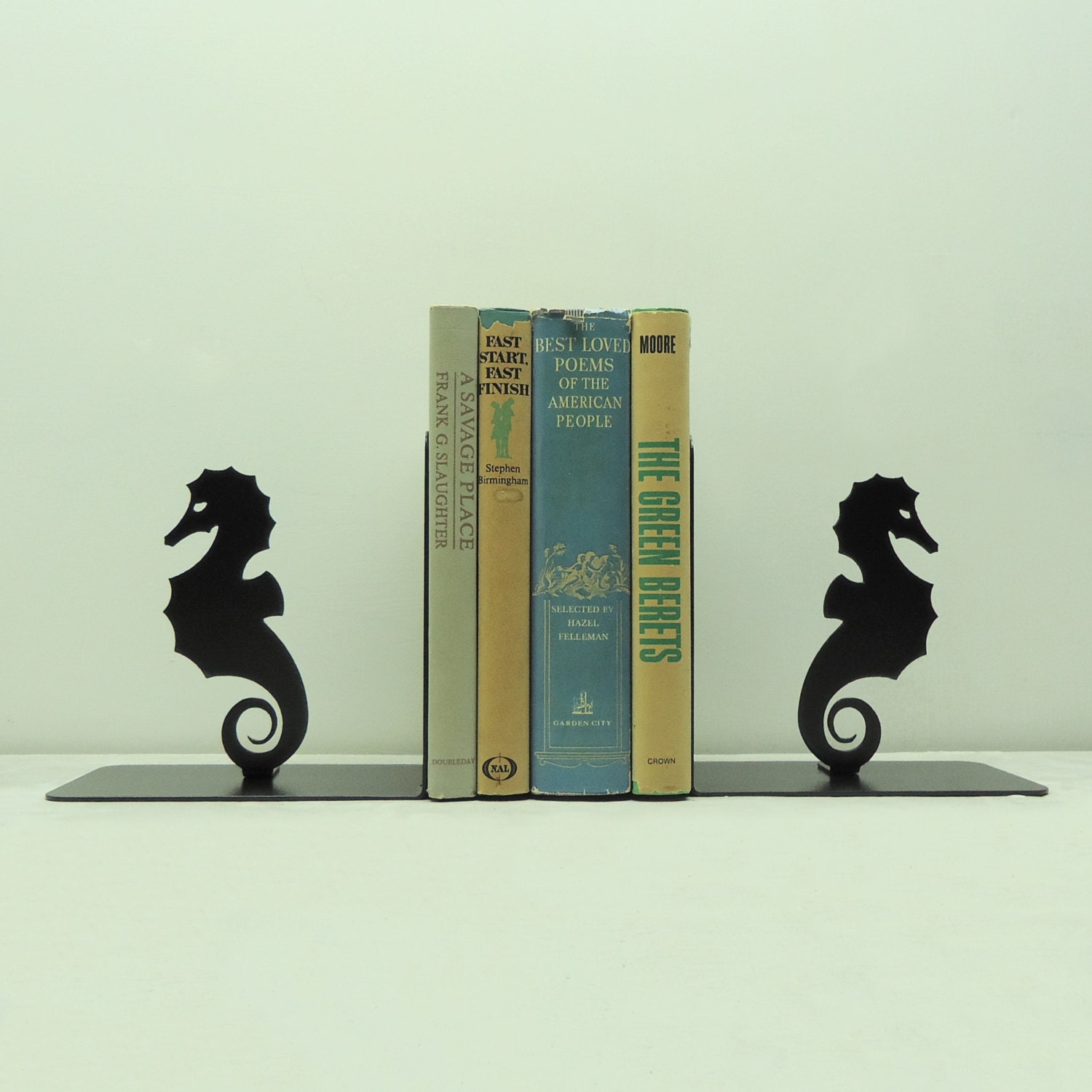 Seahorse Metal Art Bookends - Free USA Shipping