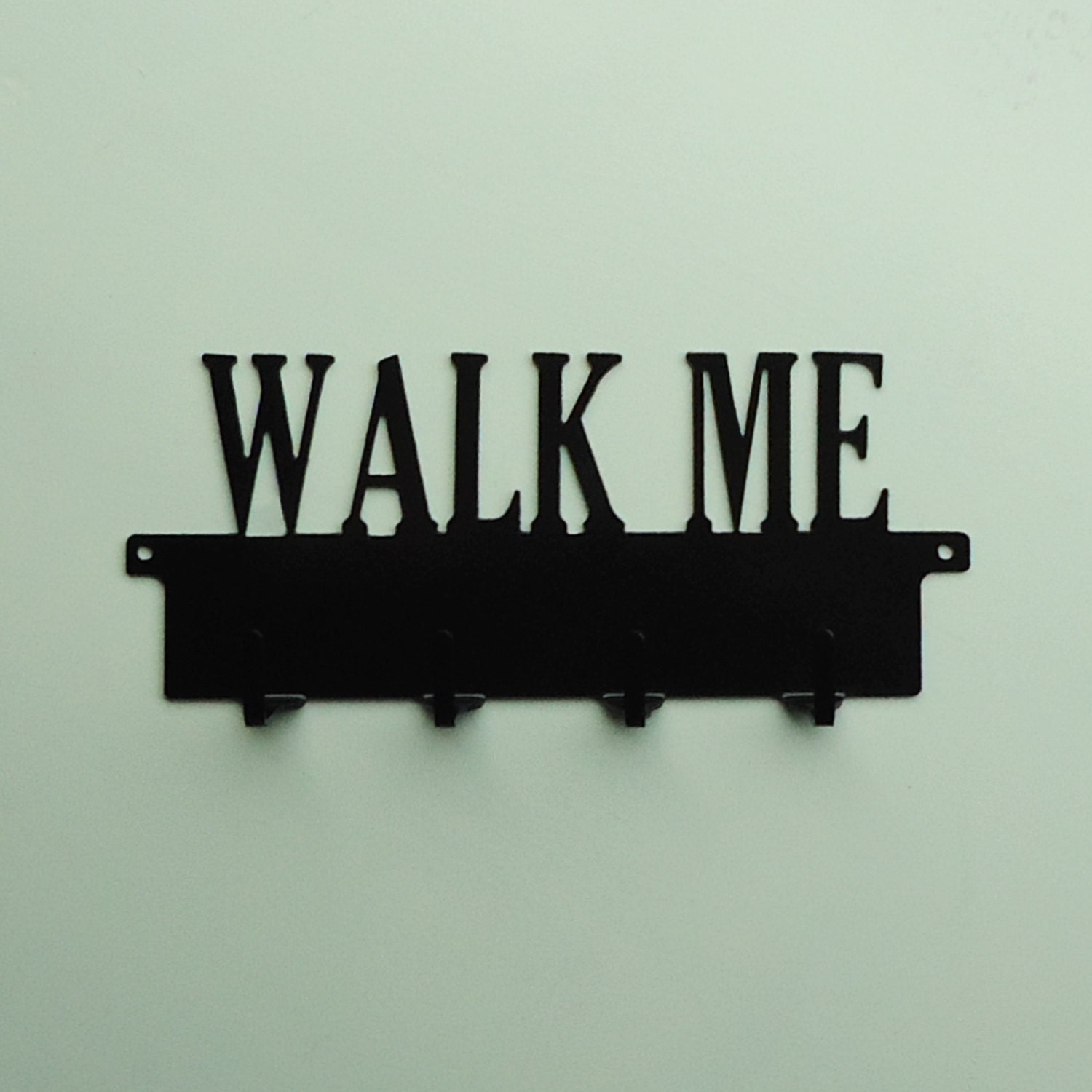 Walk Me Text Metal Art Leash Rack - Free USA Shipping