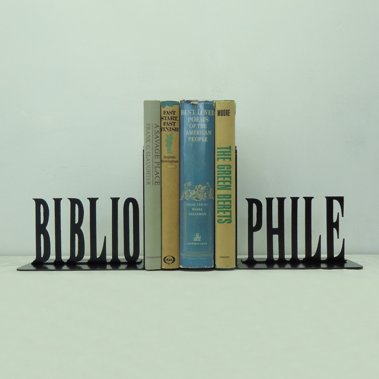 Bibliophile Metal Art Bookends - Free USA Shipping