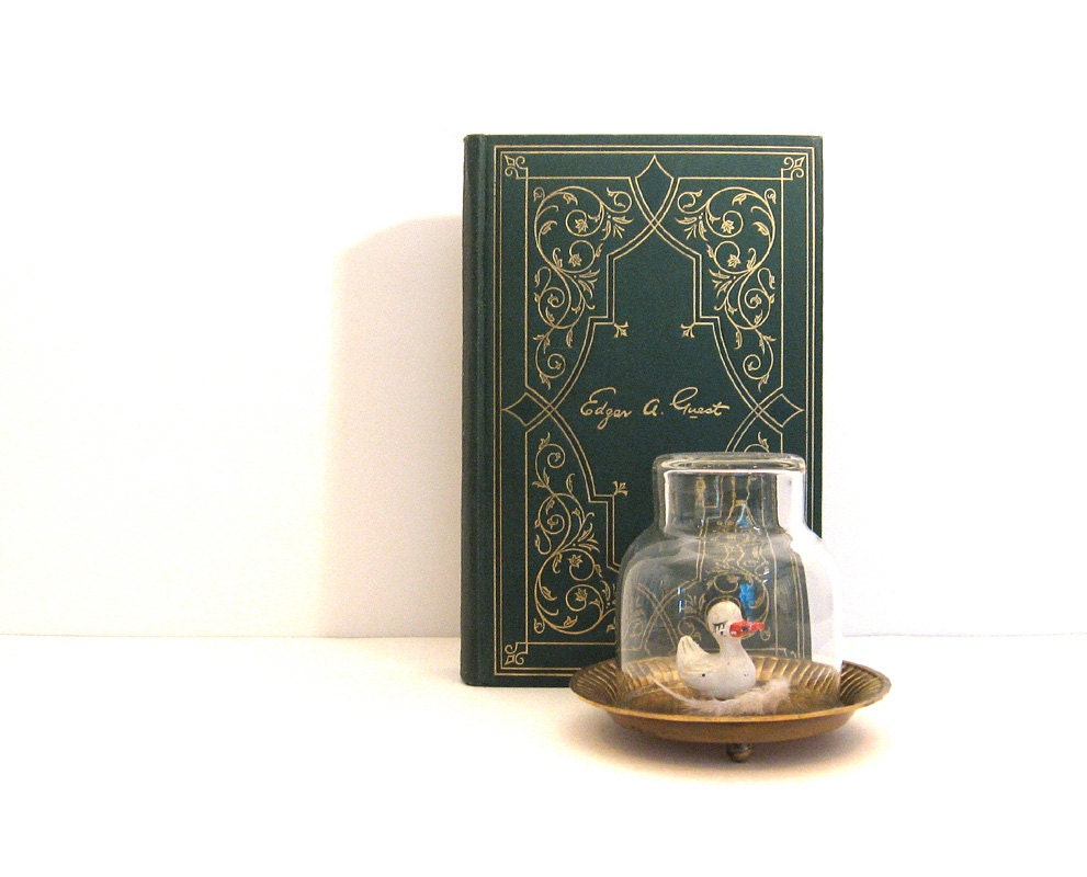 Vintage Brass Tray Glass Dome Cloche Pedestal Dish
