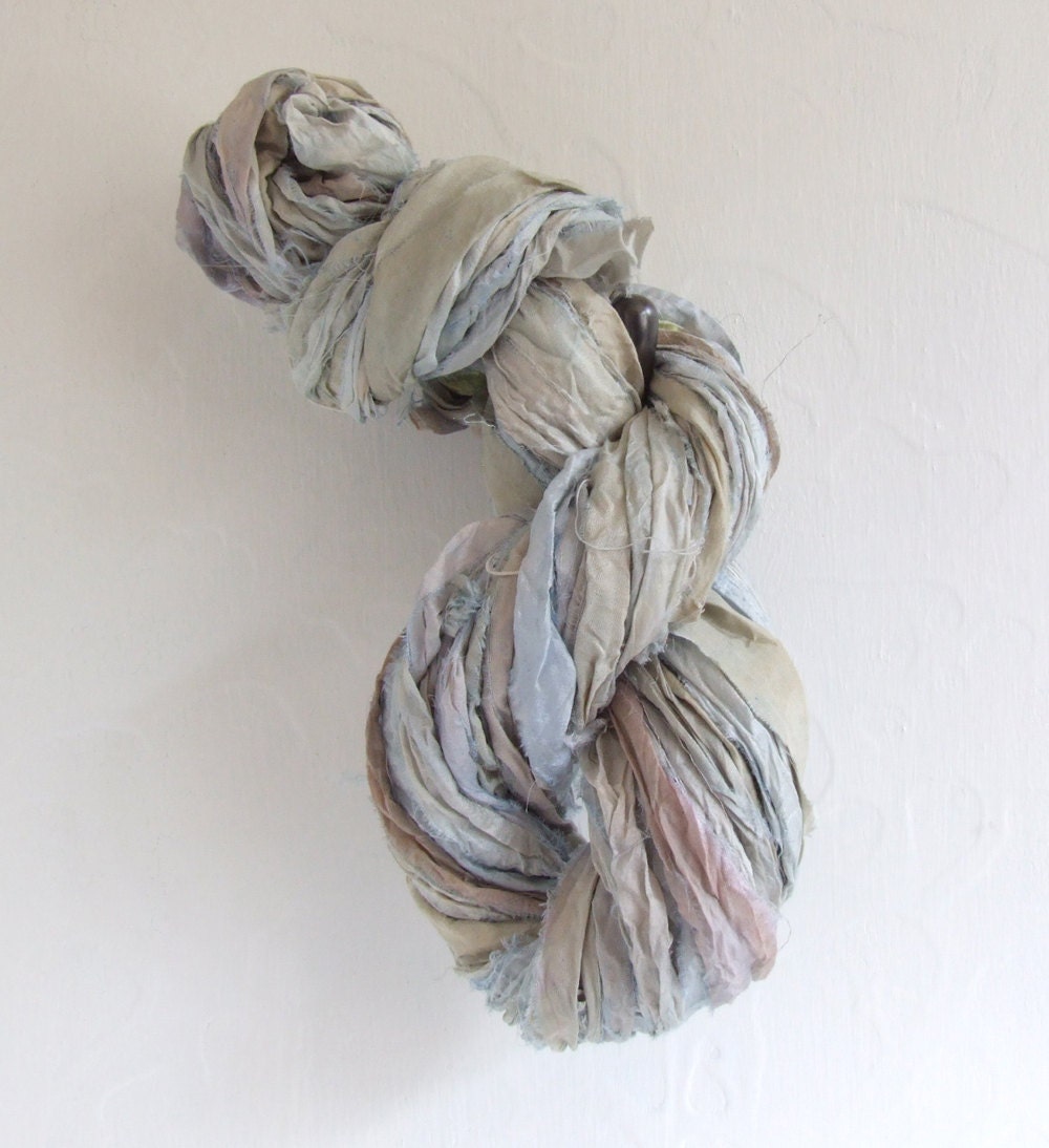 Hand Dyed Recycled Sari Silk Ribbon, 10 yds
