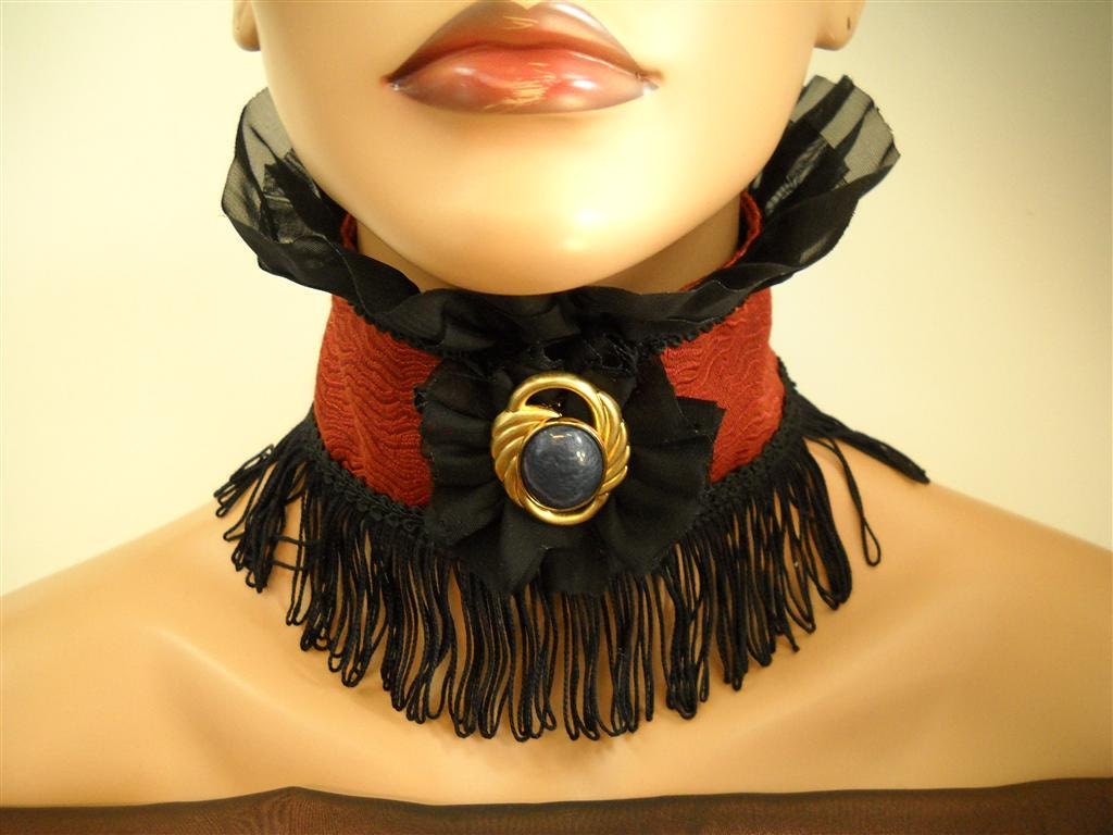 Elegant choker - in Red and black -  by J souza - ref ckbr1