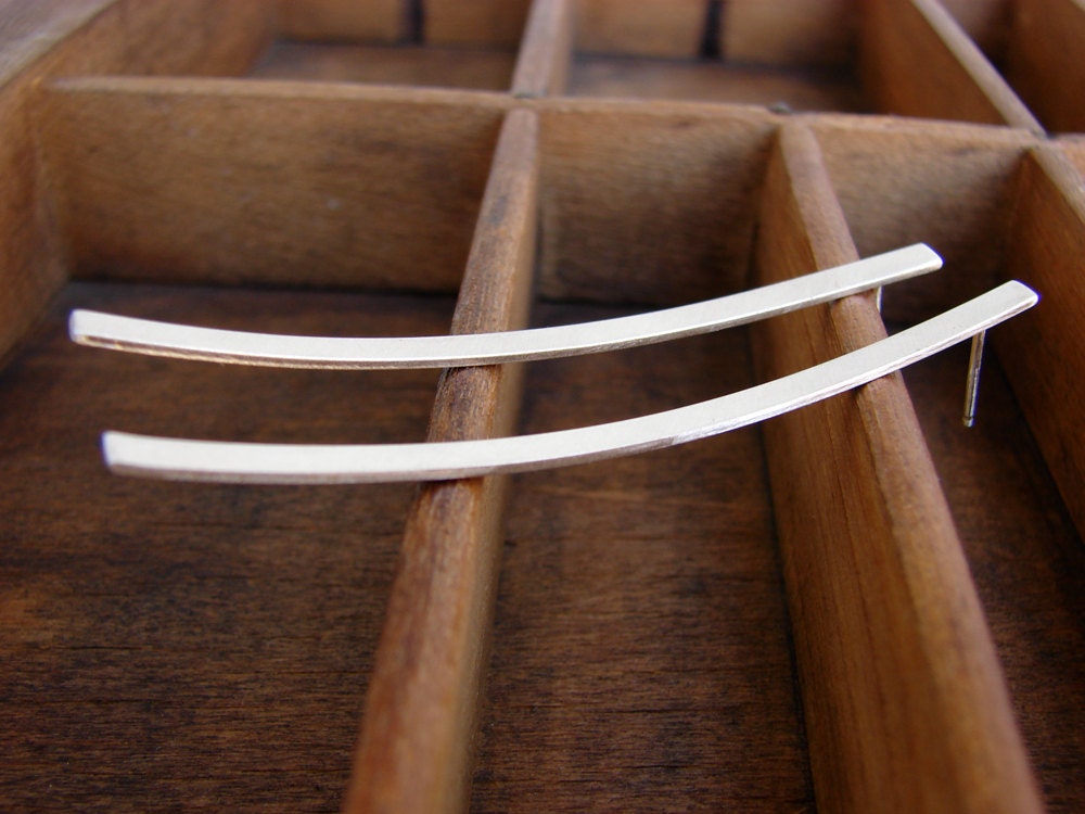 Extra Long Modern Silver Bar Earrings