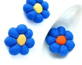 Sapphire blue felted wool flowers