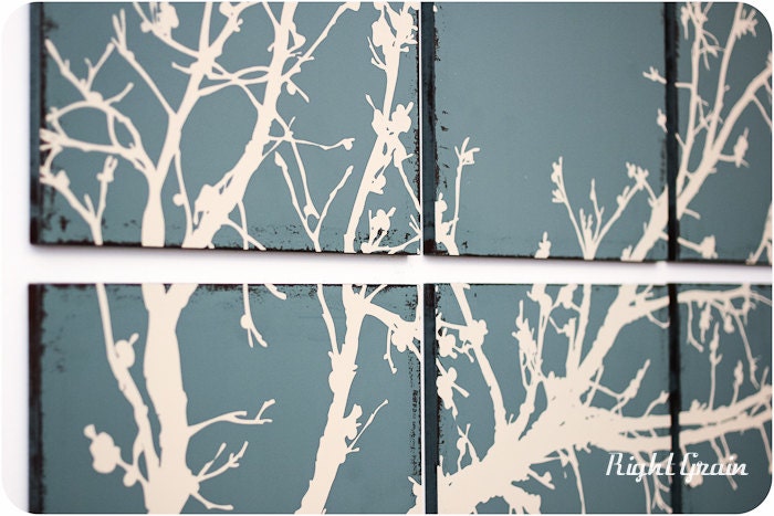 Distressed Branches in Bloom Original Artwork by Right Grain - Great Gift