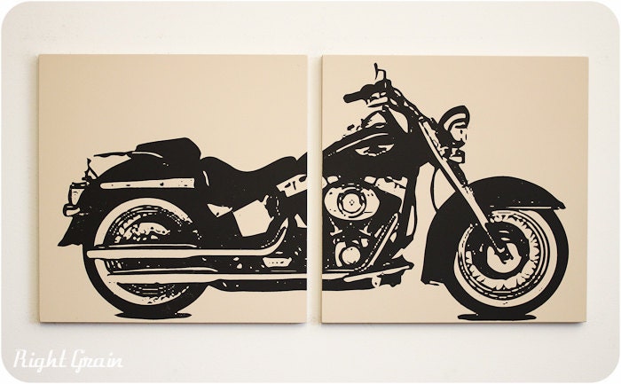 Harley Davidson Motorcycle Screen Print in Custom Colors - Gift for Him