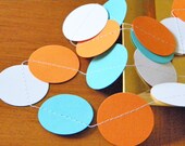 Wedding Bridal, Birthday Party Goldfish Theme Colors, Christening, Graduation, Baby Shower Decoration Garland Turquoise Orange White 10 feet