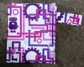 Wet Bag- Cloth Diaper- Waterproof Bag- Size Small- Girly Robot