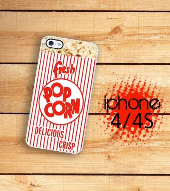 iPhone 4S Case Popcorn Snack / Hard Case For iPhone 4 and iPhone 4S Circus and Carnival Fun Rubber Trim