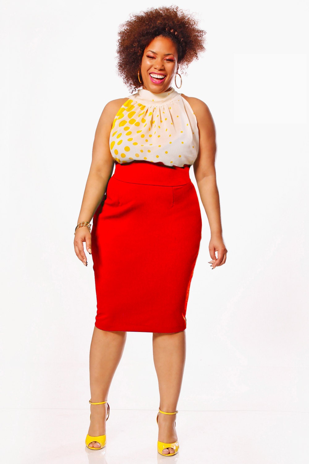JIBRI Plus Size High Waist Pencil Skirt
