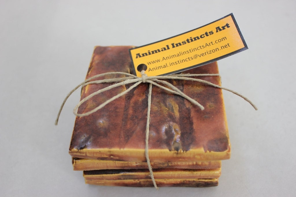 Reddish Brown Ceramic Coaster set of four Item 013