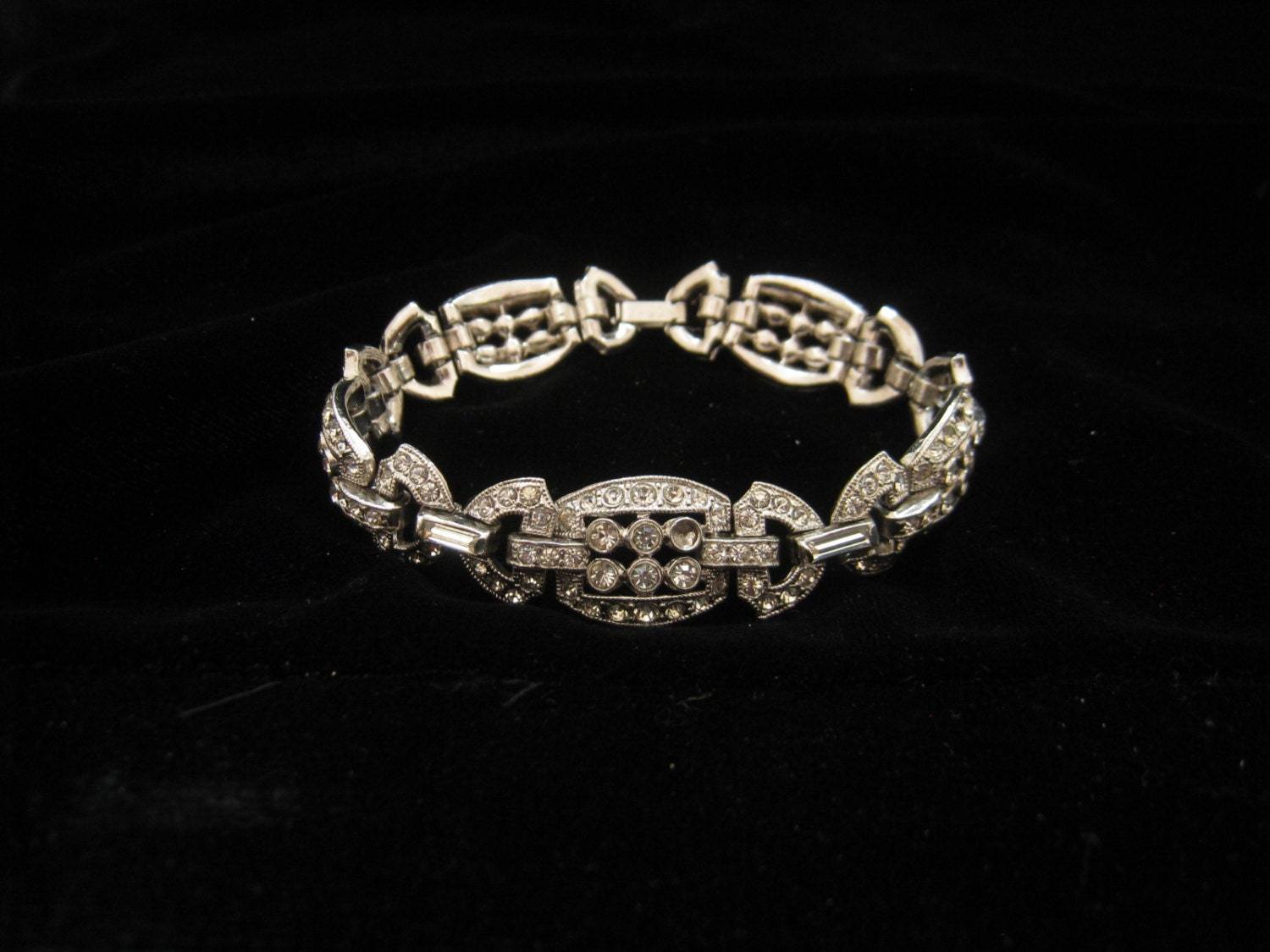 Vintage Faux Diamond Rhinestone Wedding Bracelet 1940's