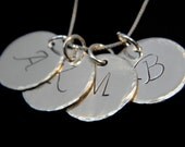 Personalized Petite Hammered Edge Four Initial Sterling Silver Necklace