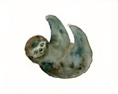 SLOTH Original watercolor painting 10X8inch