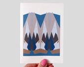 Geometric Snow Tops Print Greeting Card