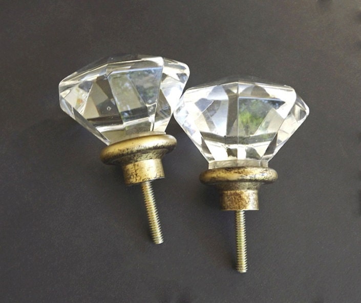 Vintage Crystal Door Knob Set of 2 Home by VintageAndVictorian